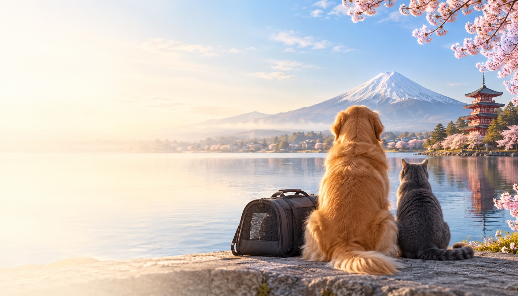 The adventure is better together: a dog and cat side by side.